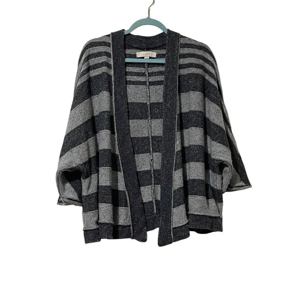 Striped Open-Front Poncho Cardigan By Loft Small Rayon/Wool Blend Size S - Picture 1 of 7